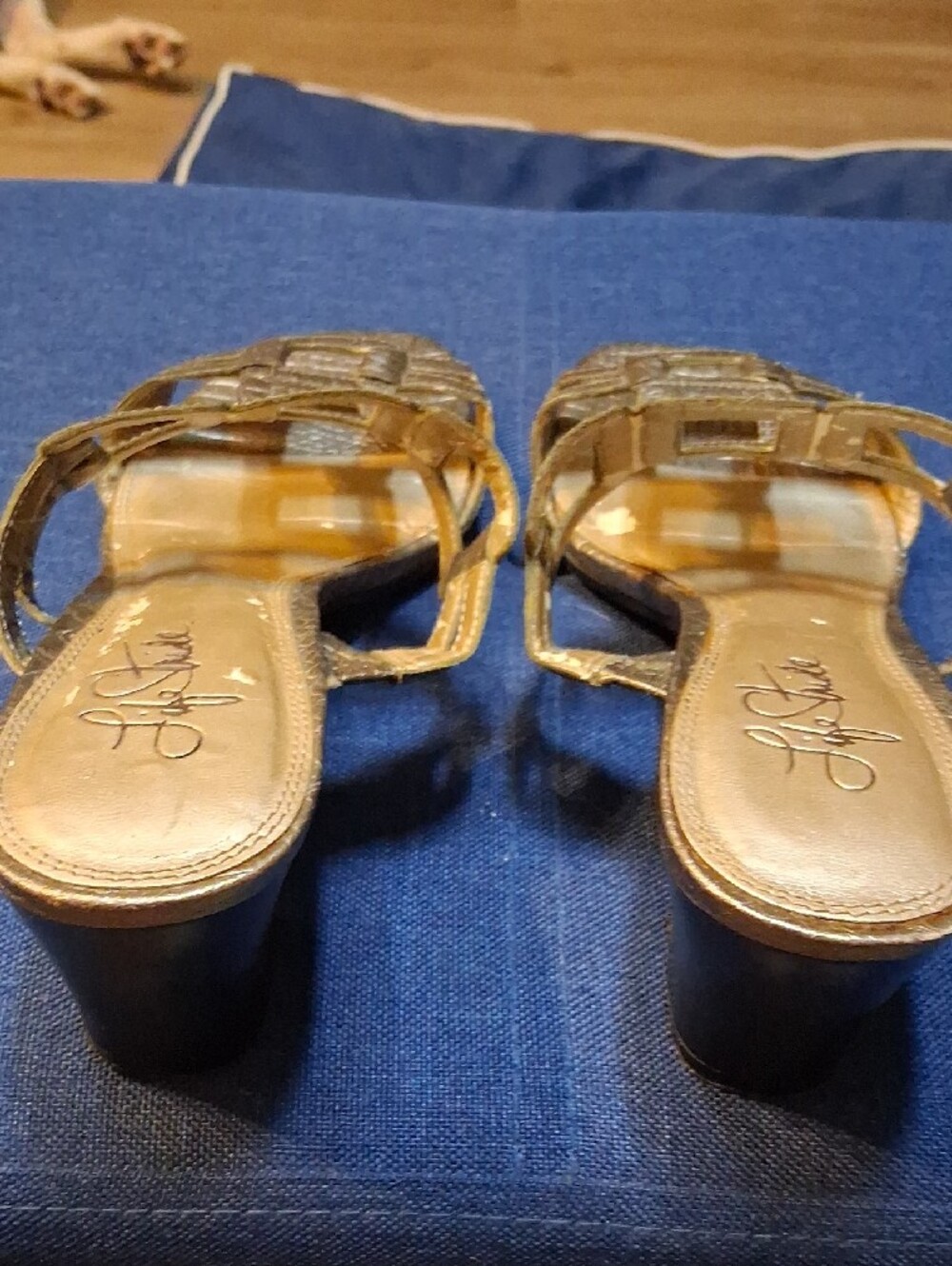 Life Stride Metallic Bronze Croc-Textured Slide Mules